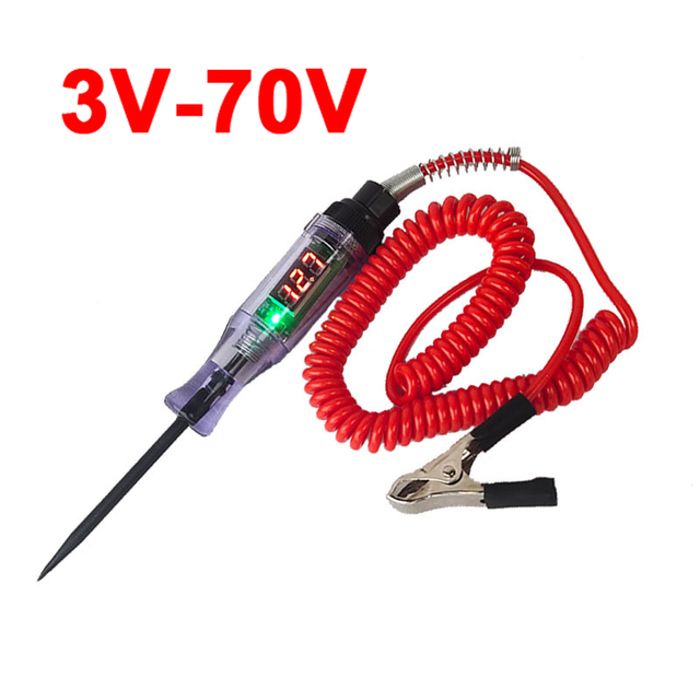 Testeur Tension Voiture 5-120V DC - Avec Affichage LCD Et Pince Crocodile - Pour Auto, Moto, Camion