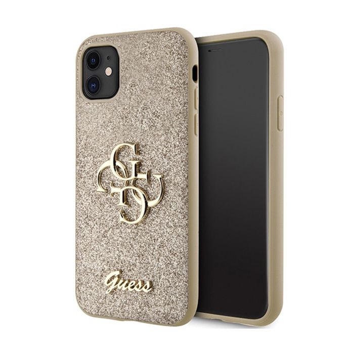 Guess Glitter Script Big 4G Coque iPhone 11 Or - vue 7