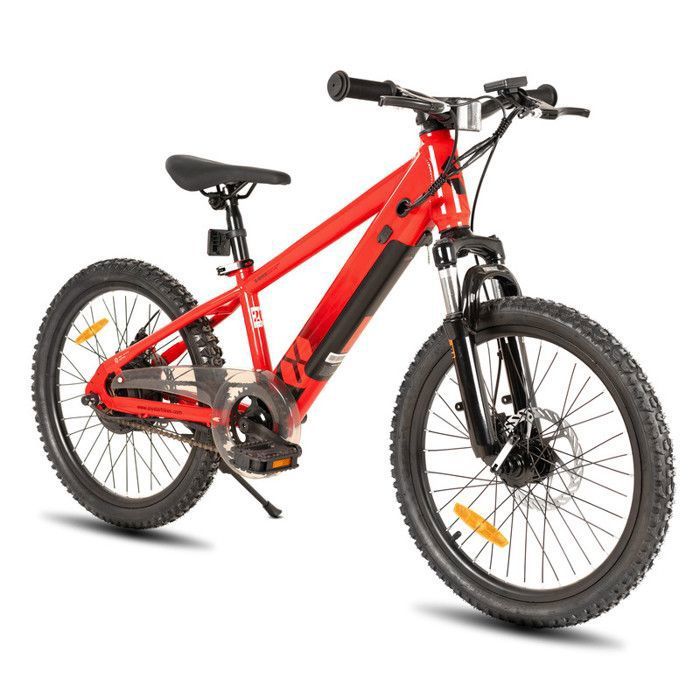 Vélo Électrique Enfant 14 Pouces – 2-7 Ans, Roues Stabilisatrices, Freins Doubles, Hauteur 100-115 Cm, VTT Blanc/Noir Cool Et Robuste