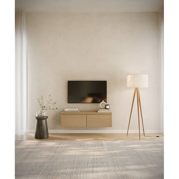 Meuble TV 2 portes -suspendu - BEMMI- 100 cm - chêne de Lindberg