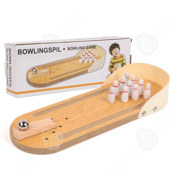 Ancien Jeu De Quilles Miniature En Bois – 9 Quilles + Boule – France 1930