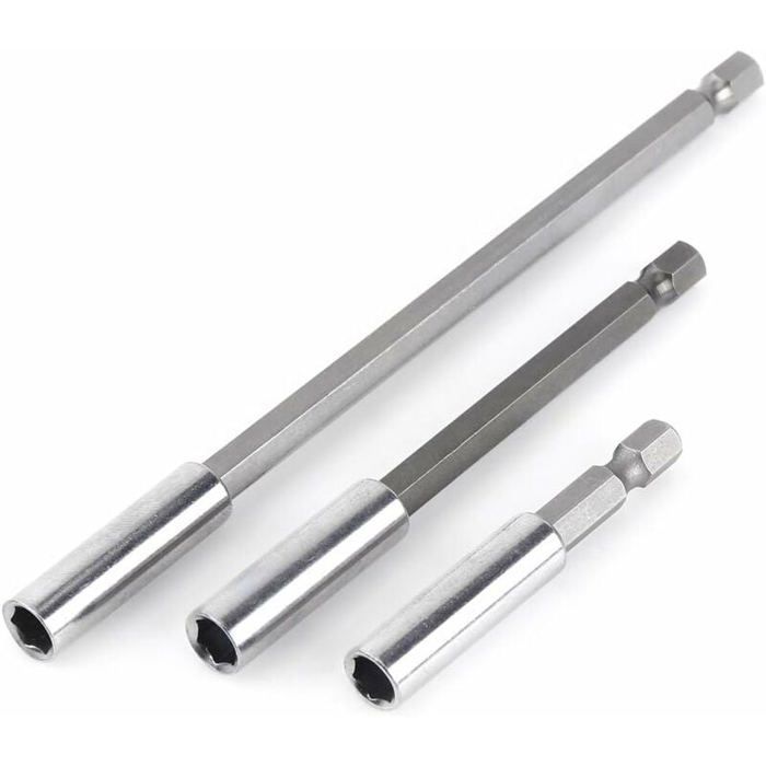 Lot 5 Porte-embouts Magnétique 1/4 - Longueurs 50/60/100/150/300 Mm - Pour Perceuse, Tournevis - Tige Hexagonale Acier, Aimanté - 6