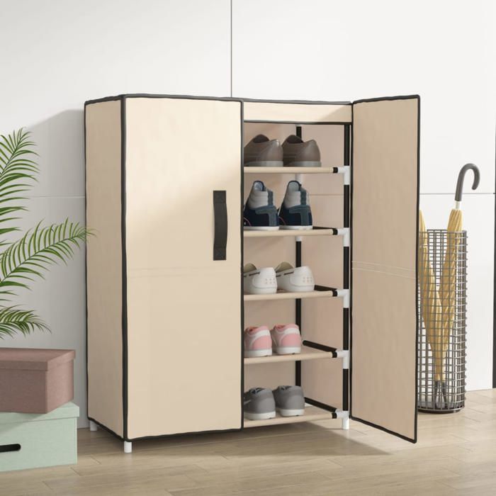 Armoire à chaussures - SWEETY - casiers à chaussures - Crème 60x28x90 cm Tissu m605