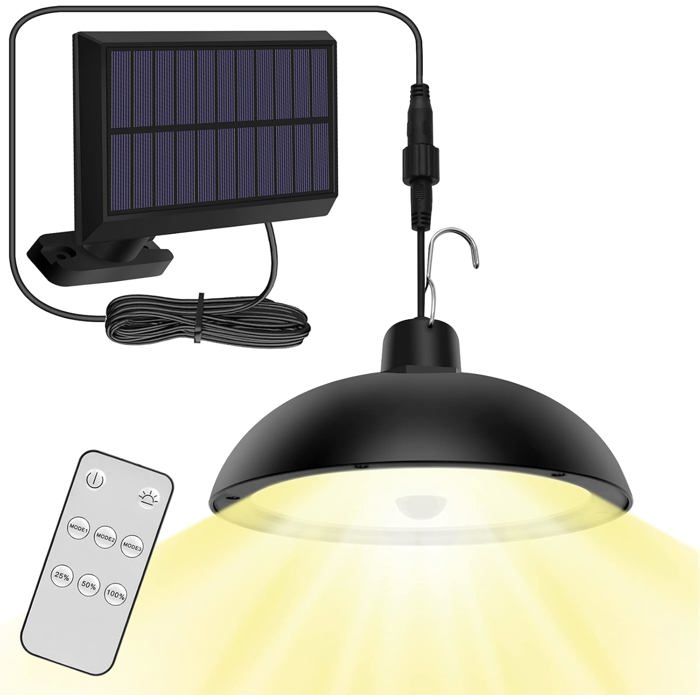 Lampe Solaire Extérieur Double Tête IP65 éTanche Lustre Solaire avec Télécommande pour Jardin/Pergola/Balcon/Terrasse Label