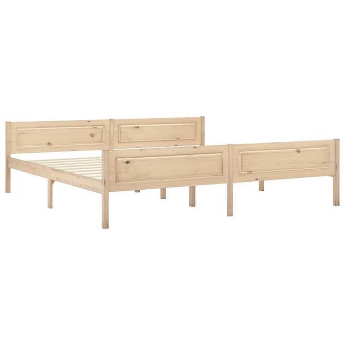 Lit Double Bois - KENNETH - Structure de lit - 2 Personnes - sans matelas - bois massif de pin 200x200 cm - LL2787