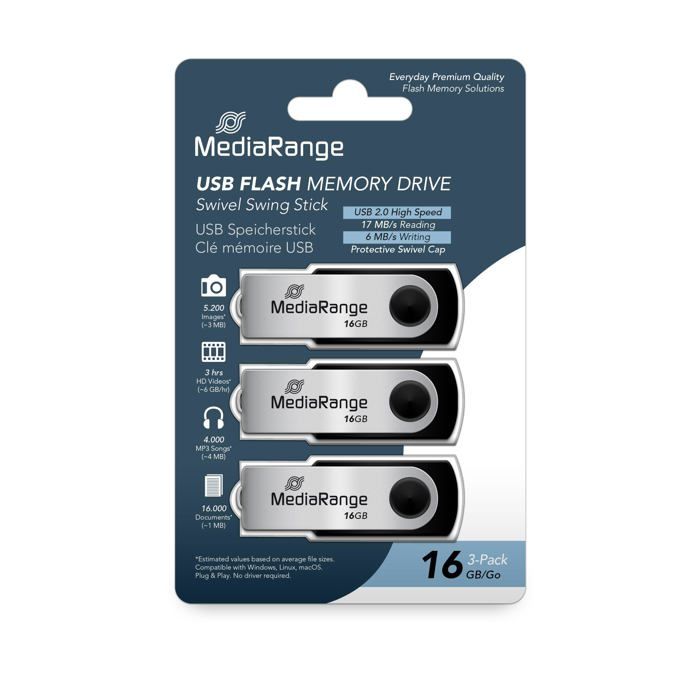 Mediarange pack de 3 clés USB2.0 Neuf - vue 3