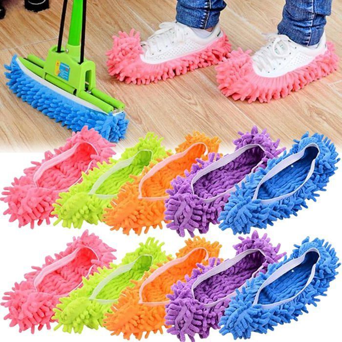 Pack de 10 Chaussons Nettoyeur Microfibre - Lavable - Pour Sol & Vitres - Efficace Étiquette