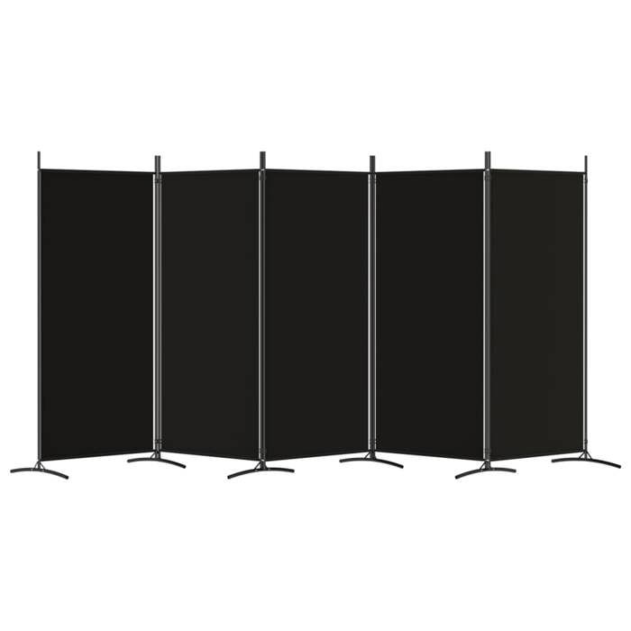 Cloison de séparation pliable - WIENS - 5 panneaux - 433x180 cm - Noir - Tissu polyester - Pliable - Respirant