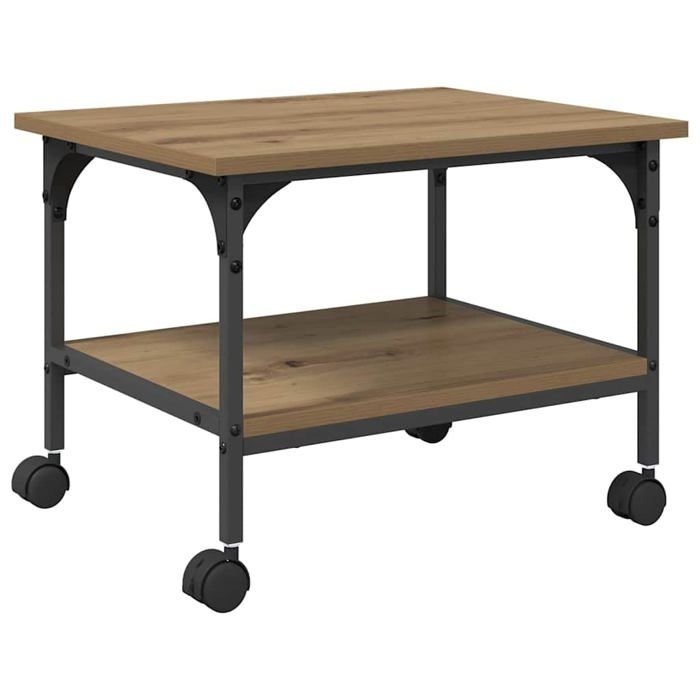 Support dimprimante en bois - vidaXL - Chêne artisanal - 50x40x38 cm - 2 étagères - Rangement spacieux - Style urbain