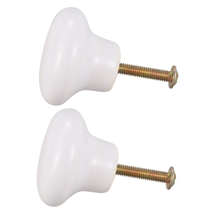 2Pcs Porte En Céramique Poignées Rondes Armoires de Cuisine Placard Penderie Boutons de Tirage Blanc S