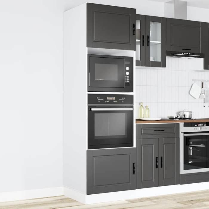 Meuble cuisinecharge 65 kgDesign - MODERNEArmoire - MODERNE Armoires de four 2 pcs Porto noir bois dingénierie 87339