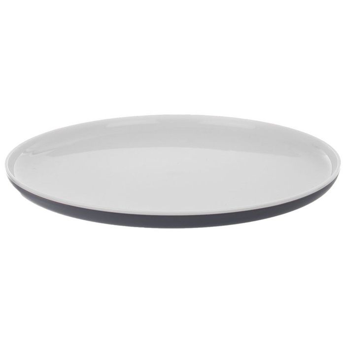 Assiette à dîner plate en plastique - Orion - 25 cm - Incassable - Légère - Gris et blanc - Lave-vaisselle