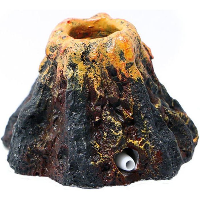 1 pièce Décoration aquarium volcan + pierre à bulles + pompe à oxygène résine verte non toxique pour aquariums .