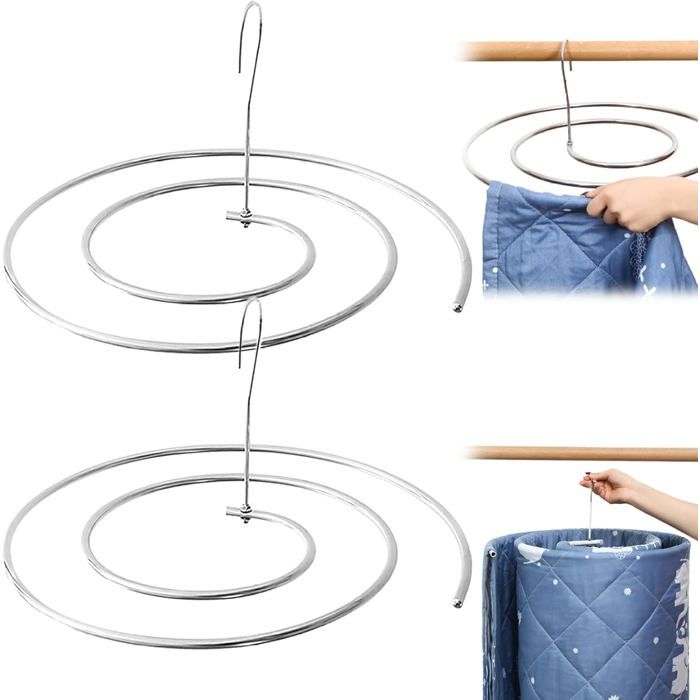 Étendoir à linge en spirale - Lot de 2 - Séchoir à draps - Étendoir en acier inoxydable - Convient pour les housses de canapé couve