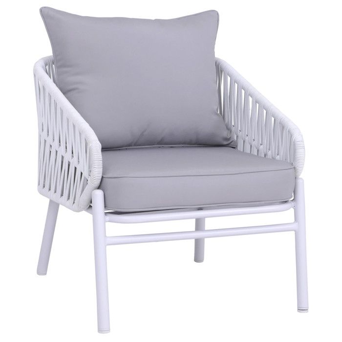 Chaise de jardin en aluminium HWC-P90 fauteuil lounge dextérieur tressage en corde Tissu/textile Chaise de jardin en aluminium HWC-P90 fauteuil lounge dextérieur tressage en corde Tissu/textile