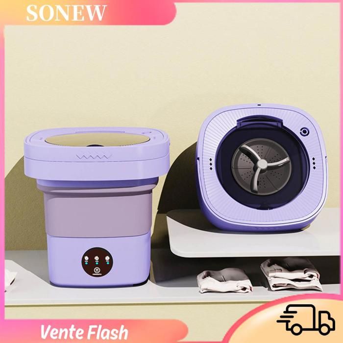Sonew Machine à laver portative Machine à laver pliable et Portable de 65 l nettoyage electromenager machine Prise UE violette