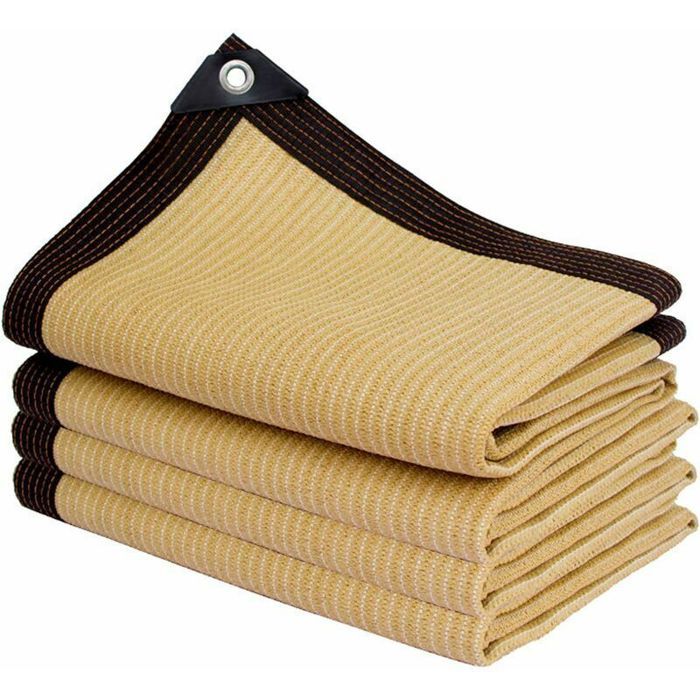 Voile dombrage rectangulaire 3x7m beige – Toile en polyéthylène haute densité – Protection solaire 70% – Résistance UV 95%