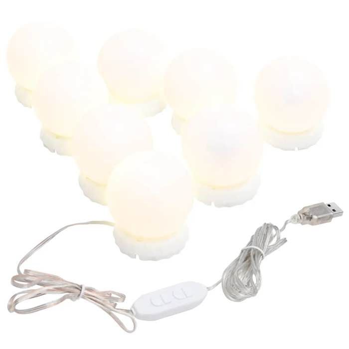 Lampe de miroir avec 8 ampoules LED chaud - Solide&Luxe - miroir mural - Blanc - 4 5 cm（12755）
