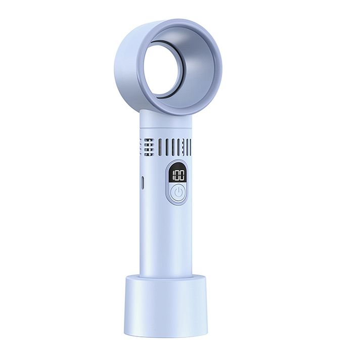 DAM Ventilateur portable sans pales avec 5 niveaux de vitesse et écran LCD. 7x6x22 Cm. Couleur : Gris Bleuté