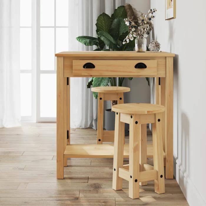 BESTLIFE Tabourets de bar lot de 2 bois massif de pin avec manuel de montage（30988997）VIDAXL