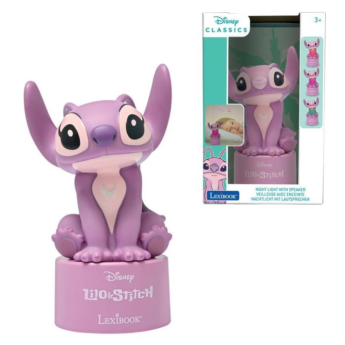 Disney Stitch Veilleuse Angel avec haut-parleur Changement de couleur Lumière douce Fonctionne à piles Rose NS01D1LXB Disney Stitch Veilleuse Angel avec haut-parleur Changement de couleur Lumière douce Fonctionne à piles Rose NS01D1LXB