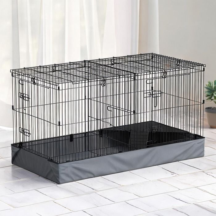 Accessoire De Cage Abri Petit Animal en Acier Noir 121 x 61 x 61 cm