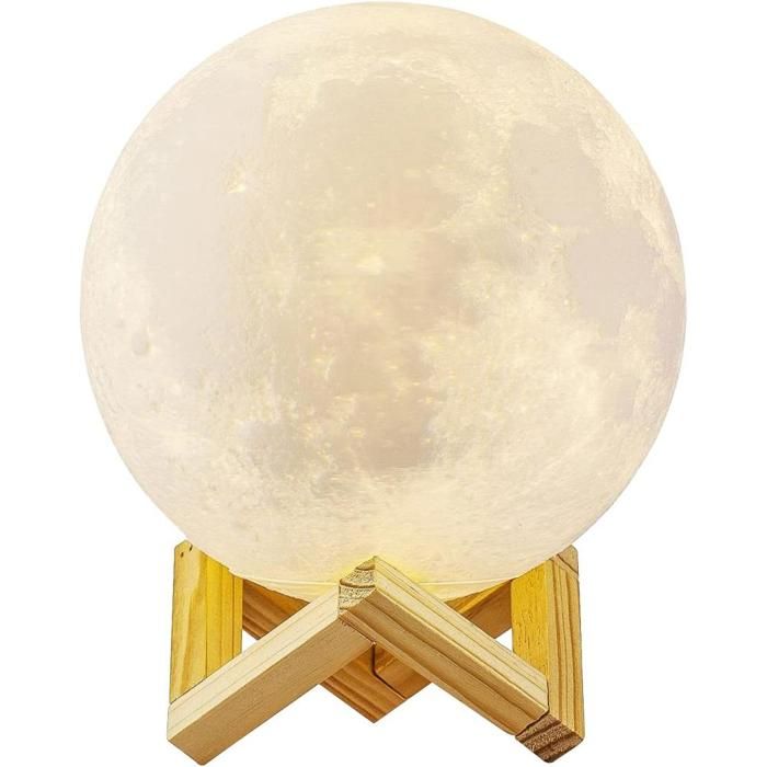 Lampe Lune 3D Veilleuse LED Lampe Luna Tactile 3 Couleurs 15cm/5 9inch Diamètre USB Rechargeable Veilleuse Lune