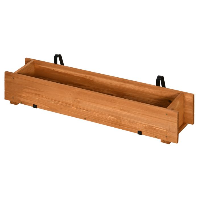 Jardinière suspendue en bois - Balconnière extérieure - 2 crochets - Naturel - 91 x 18 x 16 5 cm - Pour jardin et balcon - EUJIGSHOP