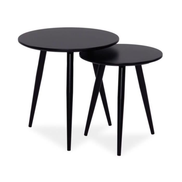 table gigogne - ac-déco - cleo - lot de 2 - noir - contemporain - design - rond