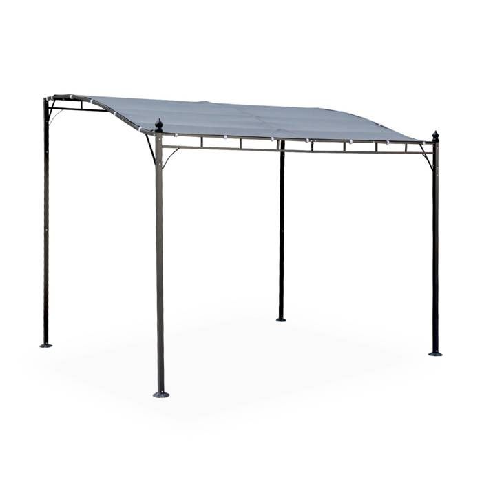 Pergola adossée 3x2.5m - Brestum - Toile grise - Pergola murale