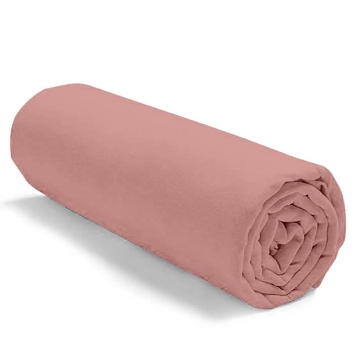 ALPES BLANC - Drap housse 160x200 Rose poudré coton 57 fils - Fabrication française – Bonnet 30 cm – Doux durable grand teint ALPES BLANC - Drap housse 160x200 Rose poudré coton 57 fils - Fabrication française – Bonnet 30 cm – Doux durable grand teint