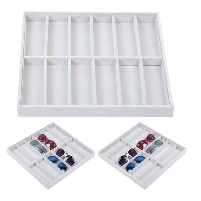 étui Protection Poussière Mdf Verrouillable Boîte De Rangement Pour Lunettes 18 Compartiments - Présentoir Organisateur 47,5x37,5cm Presentoir 18 Grilles Protection Poussière 47.5x37.5cm