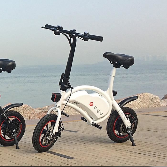 F Wheel Dyu D1 Velo Electrique Pliant 250w 36v 10ah Batterie 40km 12 Pouces Roues Ip54 Etanche Blanc Prix Pas Cher Cdiscount