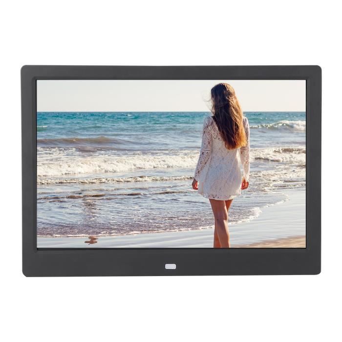 Cadre Photo Numérique 12 Pouces - 1280x800 HD, Supporte Photos/musique/vidéo, Télécommande, Horloge/calendrier
