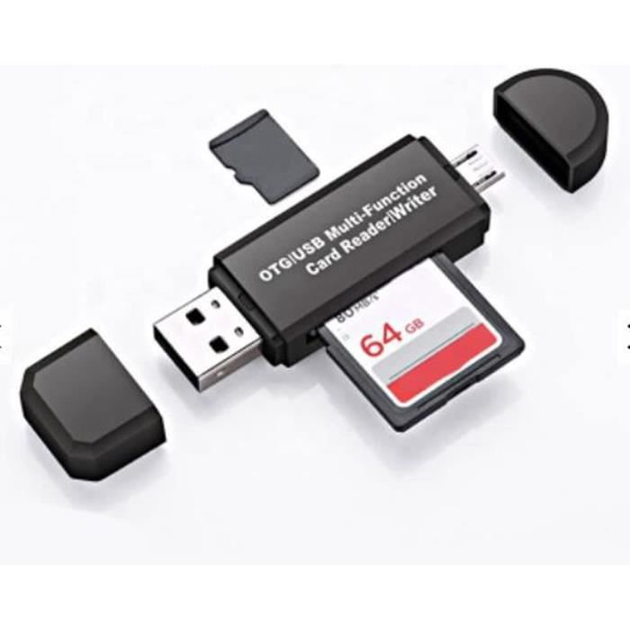 Adaptateur micro USB OTG et lecteur de carte mémoire SD portable