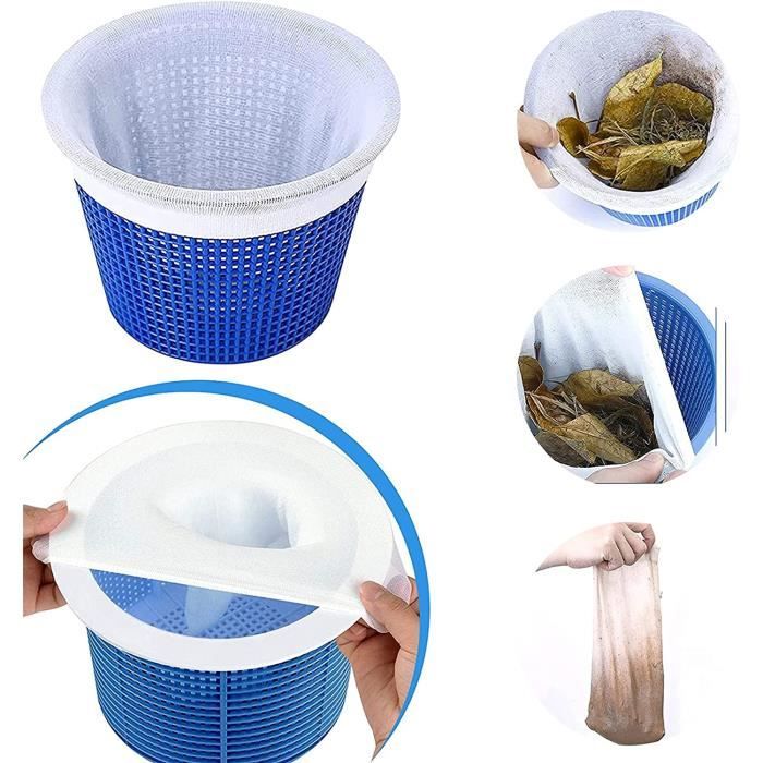 Lot De 6 Chaussettes Filtrantes Pour Skimmer De Piscine - Filet De Filtration Fine - Protection Pompe Et Filtre - Taille 22x13cm