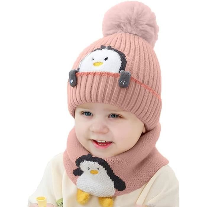 Bonnet Écharpe Set Chapeau Bonnet Enfant Hiver Bébé Tricoté Bonnet Set avec  Pompon de 2 Pièces Garçon Fille Tricoté Chapeau,Rose - Cdiscount  Prêt-à-Porter