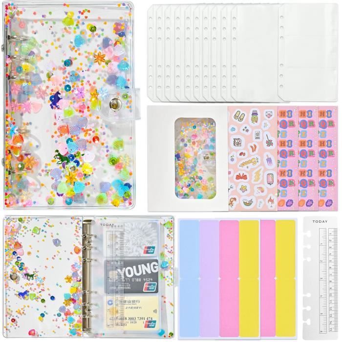 Classeur Budget A6 Yolistar 18 Pièces - Poches Zippées Imperméables Avec Feuilles Mobiles PVC Et 36 Étiquettes