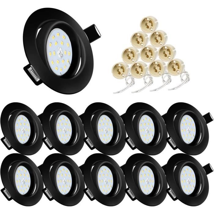 Europalamp 10 Spots Encastrable Orientable Blanc Avec GU10 LED De 5W