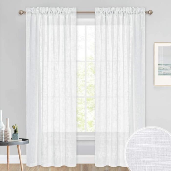 Draperies Voile en Lin Motif de Croix Lumineux Filtrer avec Oeillets Souple Tissu pour Salon /& Maison 132 x 240 cm Beige Double Pièces PONY DANCE Voilage Rideaux de Fenêtre