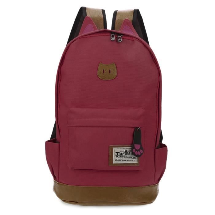 Sac A Dos Randonnee Scolaire Toile Patch De Chat Sac A Dos Loisir Voyage Camping Rouge Cdiscount Bagagerie Maroquinerie