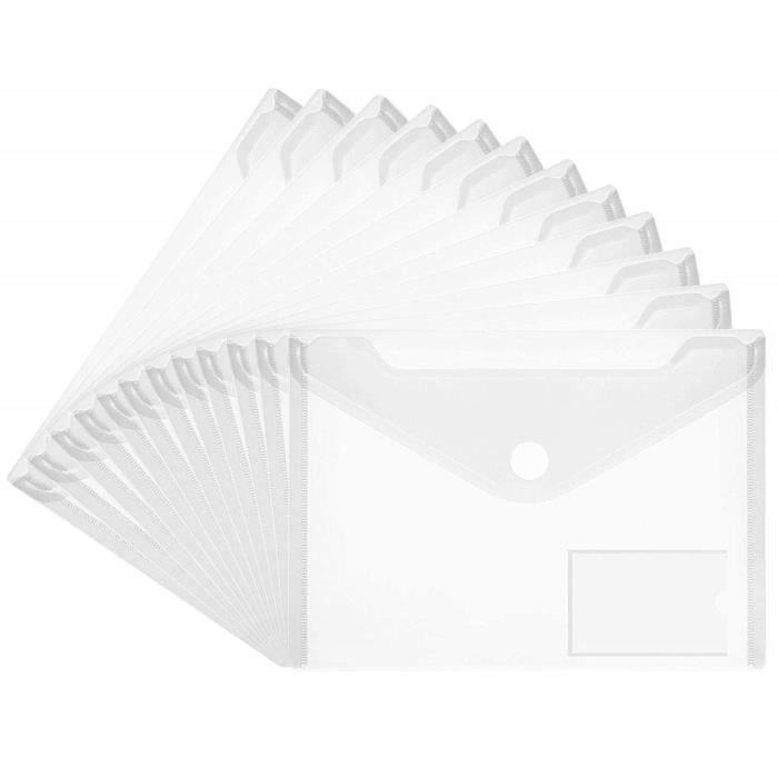 KDD – porte-fichier A5 A6 A7, pochette à feuilles larges en Pvc Transparent  Standard avec fermeture