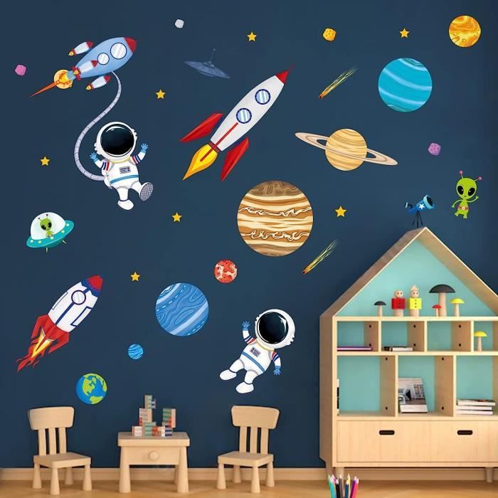 Stickers Muraux Espace Planete Autocollant Mural Fusée Astronaute Étoiles  Décoration Murale Chambre Enfants Bébé Pépinière Sa[q41] - Cdiscount Maison