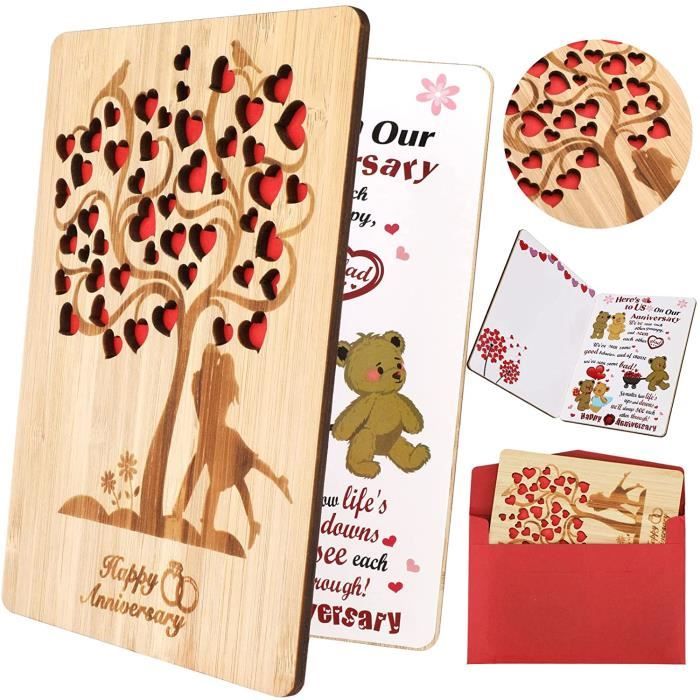 Carte D'anniversaire Rétro En Bambou Pour Fille,carte De Voeux Faite à