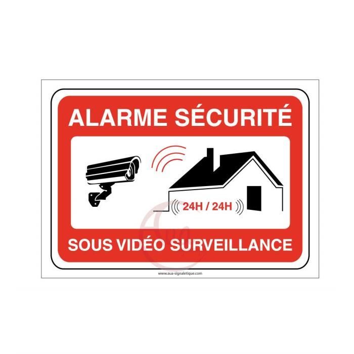 Phyabe Panneau Vidéo Surveillance 24h/24 Aluminium - Lot De 2