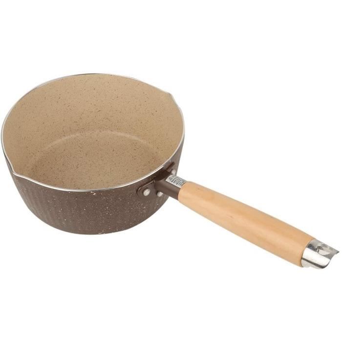 Petite Casserole Antiadhésive - Pot à Lait, Chauffe-beurre, 250 Ml, Fond Plat Induction, Manche Bois - Pour Cuisine, Bébé, Sauces
