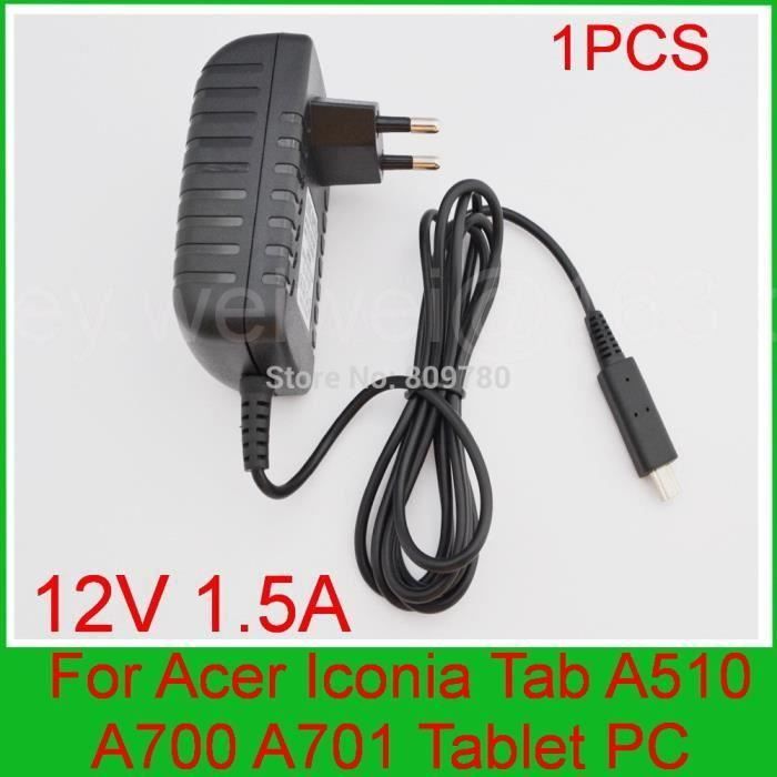 Caricabatterie Universale 12V 1.5A Per Tablet Acer Iconia Tab A500 A501 A200 A100 A101 (Spina UE)