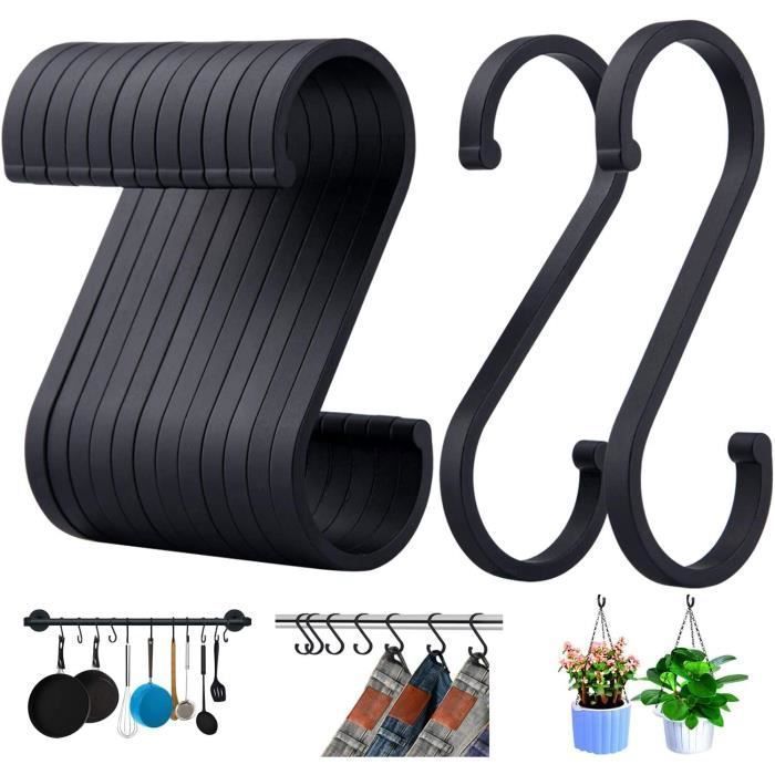 Bolatus Lot de 20 crochets de suspension en forme de S de pour cuisine salle de bain chambre et bureau Noir