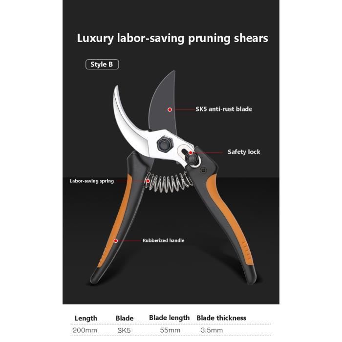 Lot De 3 Cisailles De Jardin, Cisaille Coupe-Branches 760mm + Cisailles