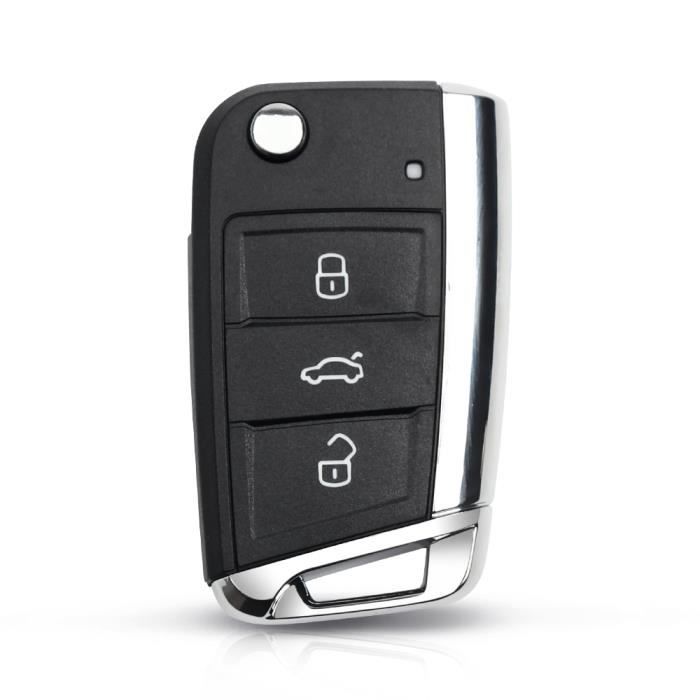 Coque clé,KEYYOU coque de clé télécommande à 3 boutons, pliable, pour voiture  Volkswagen, VW Golf 7 GTI MK7, Skoda - Type Model 2 - Cdiscount Auto
